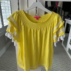 Lilly Pulitzer Lilly’s Yellow Nailah Embroidered Top